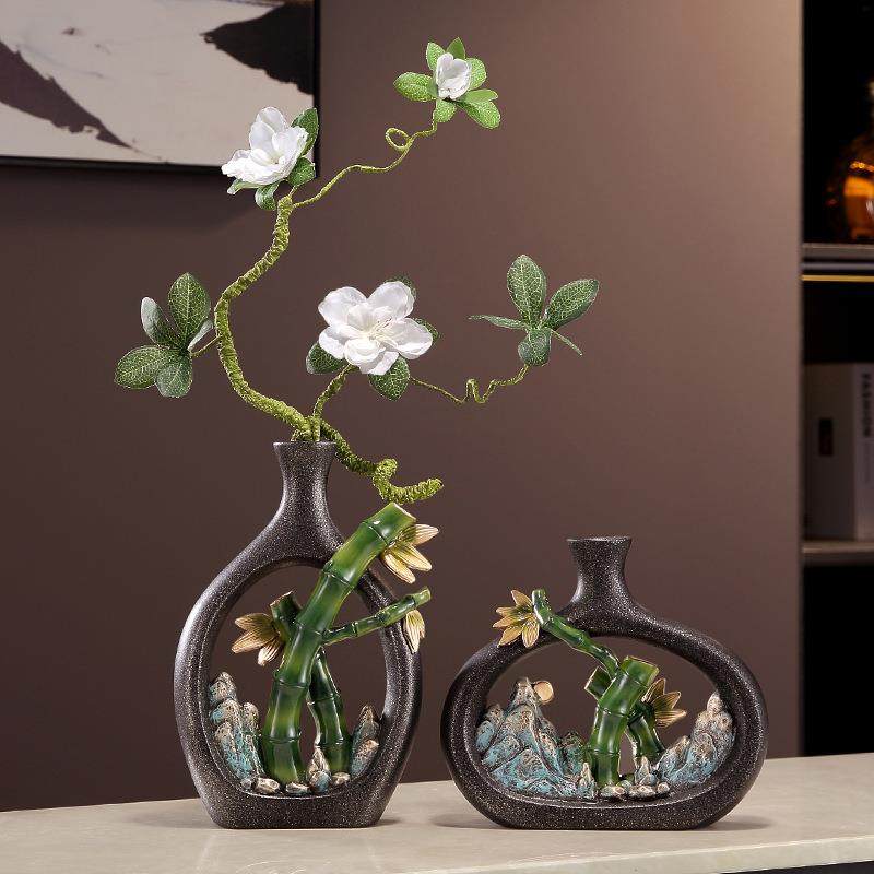 新中式创意竹报平安花瓶摆件入户玄关客厅电视果柜节节高升装饰品,淘宝优惠券,粉丝福利购,淘宝优惠卷