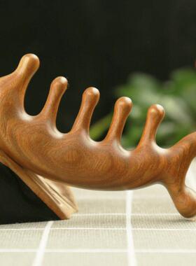 厂家绿檀木做头疗的梳子女头部经络按摩木梳疏通五齿头皮通用