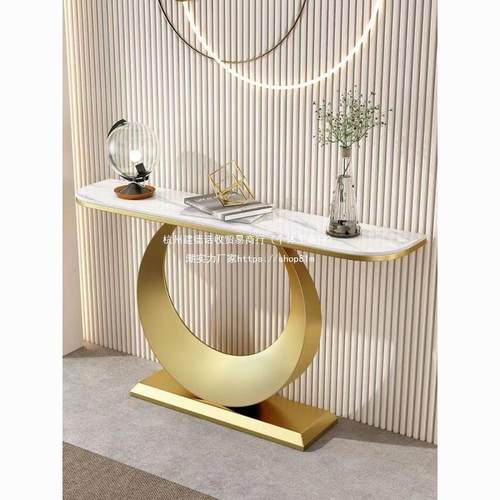 条意式现岩板玄关桌端景台入户柜55760代简约轻奢客靠厅墙窄桌案 - 图2