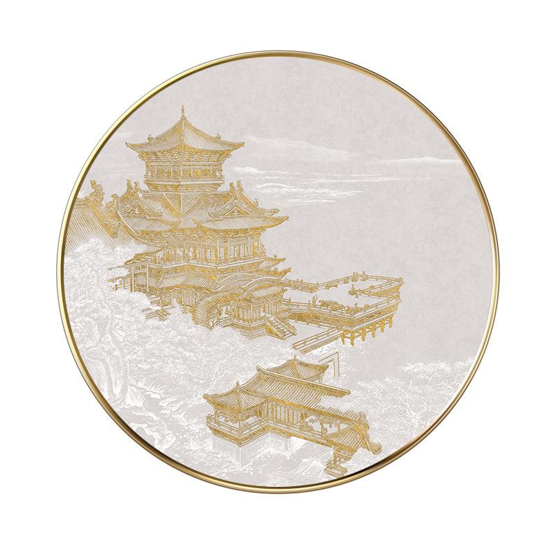 意MBD新中式圆形代关装饰画古建筑走廊挂画客厅别玄墅中国风境墙 - 图1