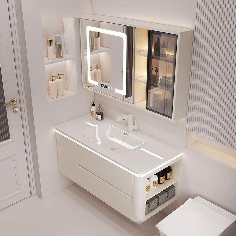 2025IKB奶油风陶瓷一体盆浴室柜套新装合洗手台卫生间智能浴组室,淘宝优惠券,粉丝福利购,淘宝优惠卷