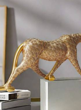 式创欧意金钱豹仿树卡通动物脂工艺品摆件真客20241209厅酒柜家居