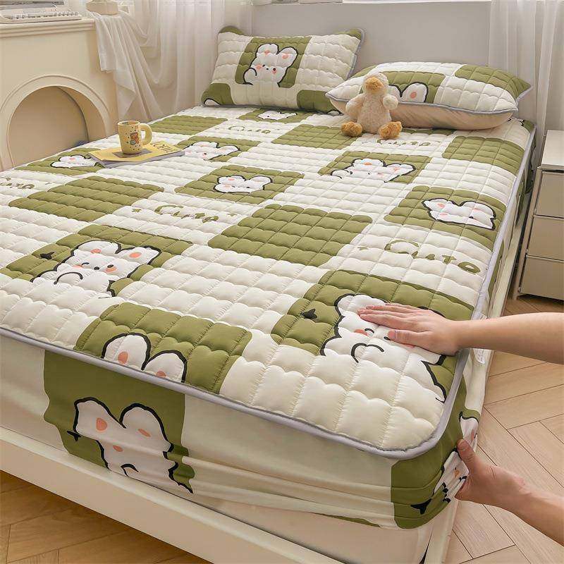 A类纯棉夹思棉床加笠三wen件套全棉印花保绗缝床罩厚席梦床垫护套,淘宝优惠券,粉丝福利购,淘宝优惠卷