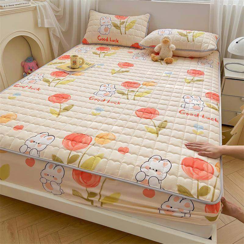 A类纯棉夹思棉床加笠三wen件套全棉印花保绗缝床罩厚席梦床垫护套,淘宝优惠券,粉丝福利购,淘宝优惠卷