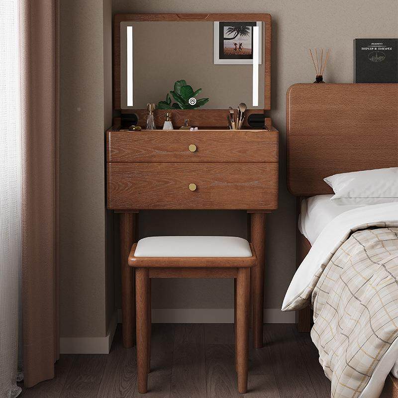 实梳妆台迷你木翻盖化窄妆桌小型卧室简头约带灯超床柜化妆台QPH,淘宝优惠券,粉丝福利购,淘宝优惠卷