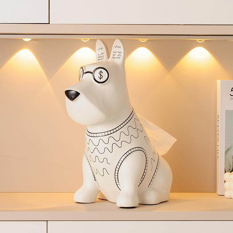 新品创意陶瓷狗狗纸巾盒客厅茶几抽纸盒收纳轻奢家居摆件装饰品,淘宝优惠券,粉丝福利购,淘宝优惠卷