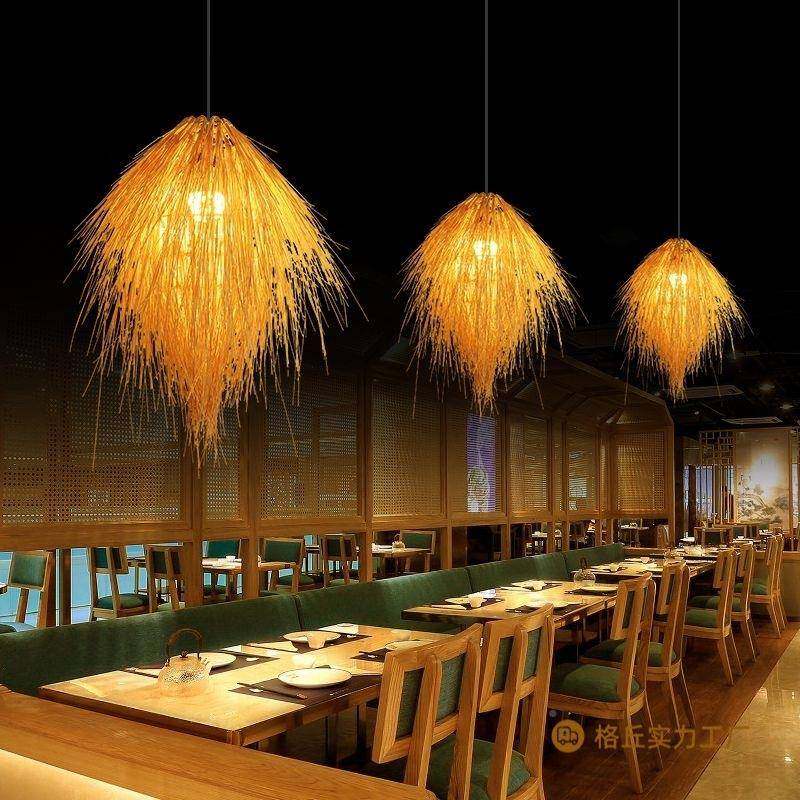 创意毛草灯编艺术个性草帽饭店餐厅民宿田园977藤艺藤编竹吊草灯,淘宝优惠券,粉丝福利购,淘宝优惠卷