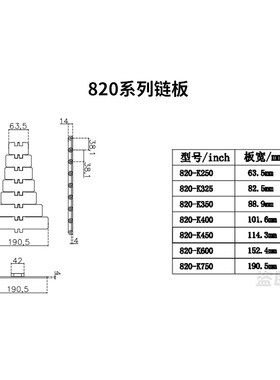 HX820-K600POM平顶链板宽度152.4直行塑料板链150宽拖链40扣链厂