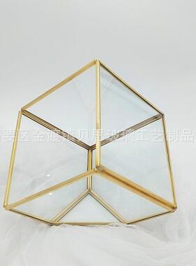 经典魔方玻璃花房 正方体多肉植物花器金属框架几何玻璃工艺品