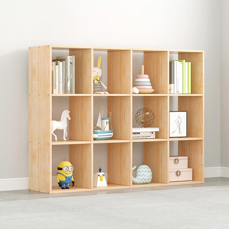 IL松木书柜创意格子实木桌面书架自由组合画报柜玩具柜落地储物柜 - 图2