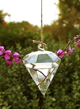 创意F87TS896悬式透水培玻瓶璃花插花盆绿萝挂壁挂明小鱼缸简约现