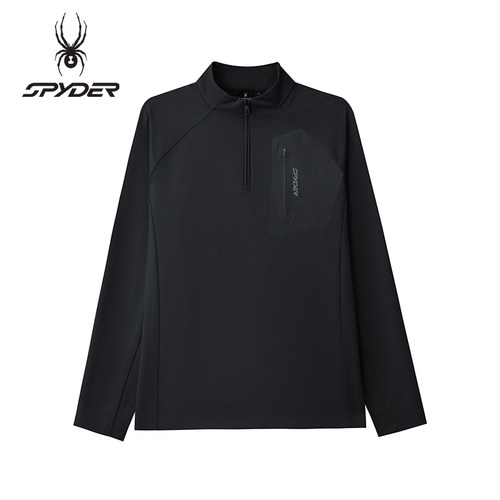【明星同款】SPYDER蜘蛛秋冬男弹力长袖半拉链POLO领T恤25CF431M - 图3