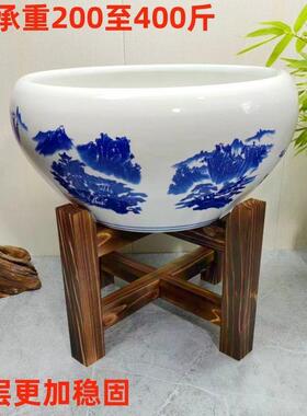 古法陶瓷鱼架缸底架子座水缸木脚花F9987J85盆支架缸酒坛酒木架实