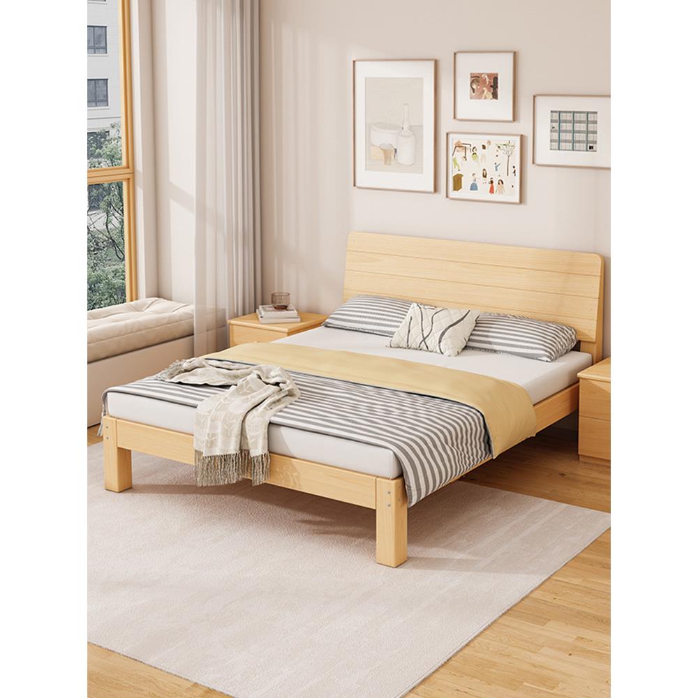 实木床15米现单代简约双人床主1卧1.8家用.经济出租房木床OSP.2m - 图0