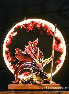 齐天大圣悟空家居客厅电孙桌办公创室倒流香意发光烈焰齐天装饰脑