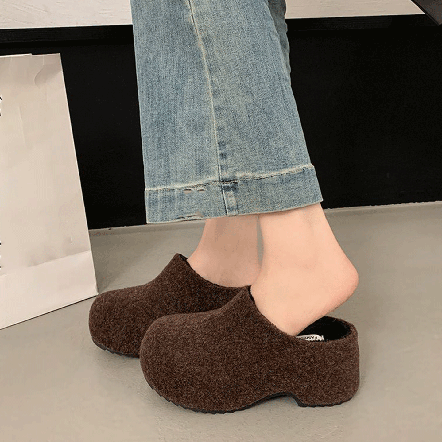 厚底增高勃肯鞋女包头拖鞋懒人一脚蹬保暖毛毛鞋外穿复古加绒单鞋,淘宝优惠券,粉丝福利购,淘宝优惠卷