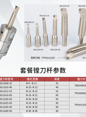 台湾NBJ16微调精镗孔器套装BT30 40 50 加工中心镗刀杆 镗刀 搪头