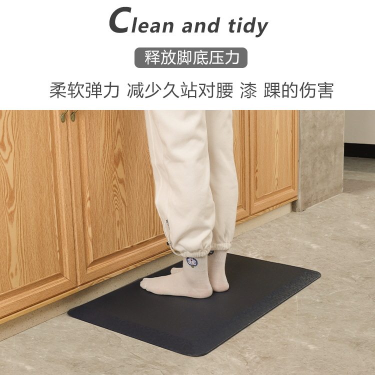 PU leather thickened anti-slip and oil-proof kitchen floor mat