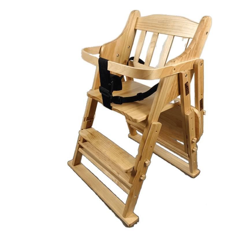 Details of solid wood Baojian Fanbao folding dining table and chairs, liftable and foldable multifunctional child seat, anti-fall baby dining chair
