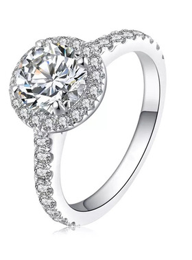 S925纯银莫桑钻四爪方糖戒指