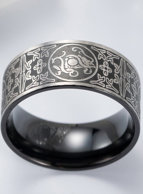 四大神兽男士戒指个性潮男霸气单身潮人食指戒子复古中国风指环宽
