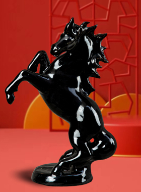 马到成功摆件红色陶瓷马办公室家居装饰创意瓷器招财马雕塑工艺品