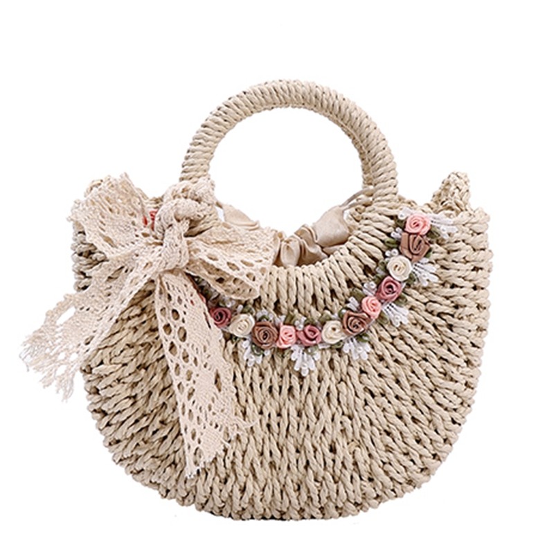 法式草编包女2023夏季新款网红斜挎包草包编织菜篮子手提包沙滩包 - 图3