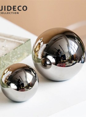 现代简约银色水晶球客厅书房办公室桌面创意几何装饰摆件家居饰品