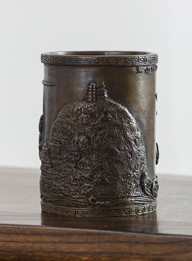 铜笔筒摆件 送老师创意时尚笔筒摆设 办公室家居书房用品礼品礼物