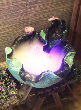 创意风水轮流水喷泉摆件办公室桌面雾化加湿器小景观新店开业礼品