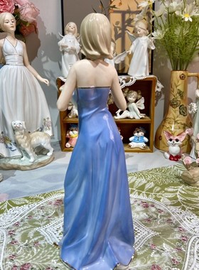 创意女孩陶瓷摆件家居客厅酒柜房间少女心L装饰品新结婚礼物送新