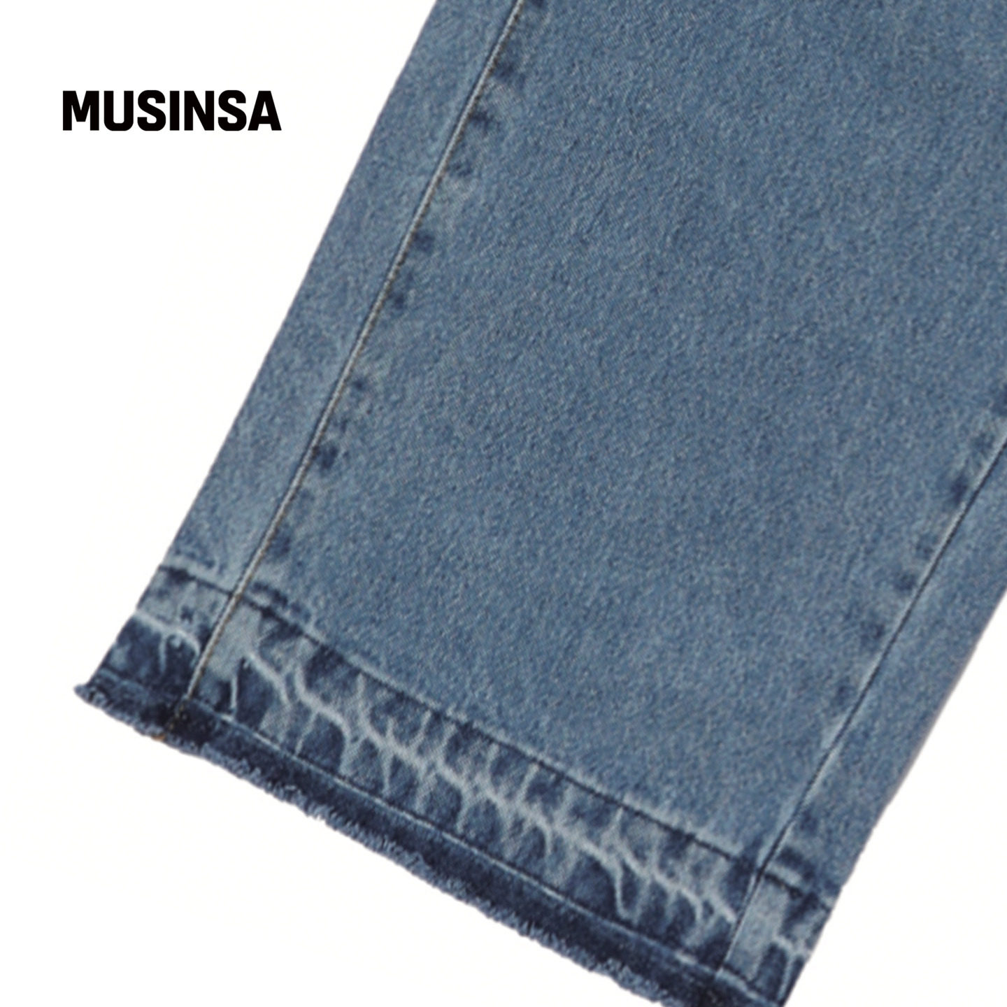 CHIN DOWN韩国男女春季宽松破洞做旧直筒牛仔裤MUSINSA