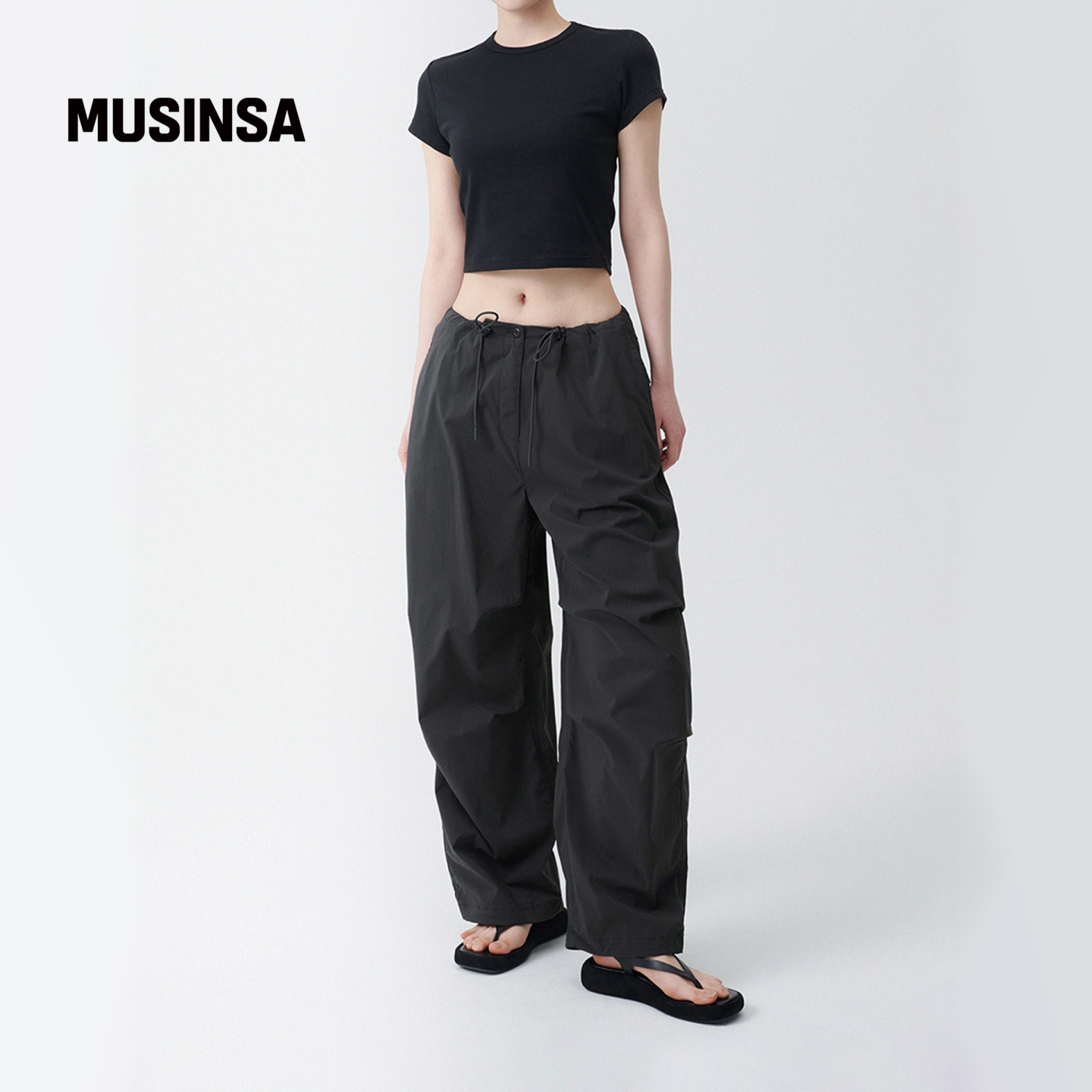 musinsa standard韩国25秋季女士休闲运动抽绳户外风工装裤长裤 - 图2