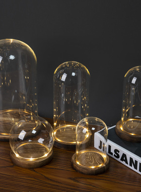 促销发光玻璃罩透明展示盒人偶圣诞树积木手模桌面摆件手办