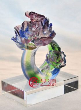 艺源 琉璃摆件花开富贵创意家居客厅电视柜酒柜新房婚房生日礼品