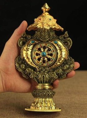 八吉祥摆件密宗一体组合八宝尼泊尔彩绘大号铜合金鎏金八瑞相