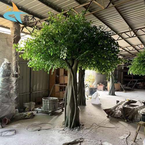 仿橄真榕树大型假树户外饰仿真榄树水泥XPC树室内装包柱树发树财 - 图0