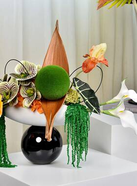 奢高端绿植花艺客厅装饰假花摆设玄桌面餐轻桌会议257桌仿真关花