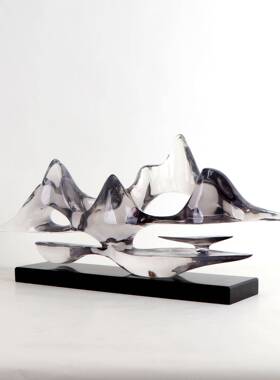 新式摆件云山板雾雕塑艺术品书房办公桌MC-TY-41酒店海大堂样间中