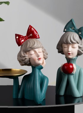 北欧轻奢泡泡女孩摆件电视柜酒柜玄关创意可爱少女心摆设结婚礼物