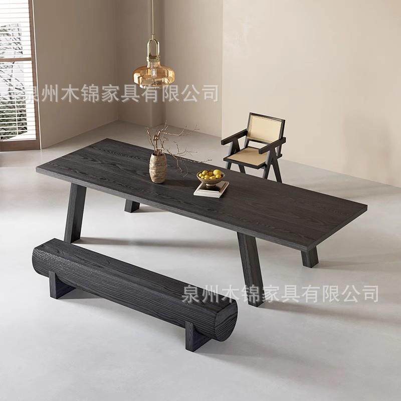 侘寂风实木茶桌全套碳化黑创意设计师原木茶台家用阳台大板泡茶桌,淘宝优惠券,粉丝福利购,淘宝优惠卷