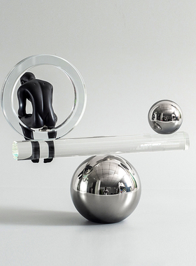 现代轻奢水晶平衡思考者摆件客厅柜陈设样板房售楼处书柜软装饰品