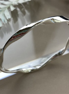 9999纯银手镯莫比乌斯实心款小众轻奢简约时尚素圈饰品手环手链女