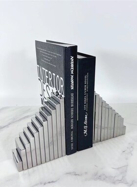 现代简约样板房几何铬色水晶书挡靠办公室书房书柜摆件