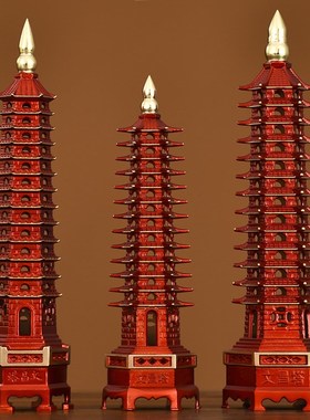 纯黄铜文昌塔摆件黄铜红色13层十三层9九层书房办公桌书桌学生礼