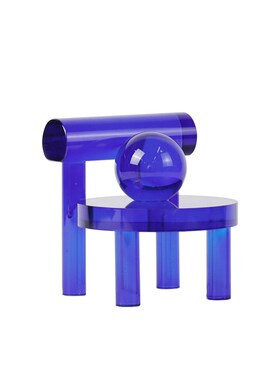 现代简约欧式轻奢蓝色椅子摆件样板房售楼处书房客厅桌面软装饰品