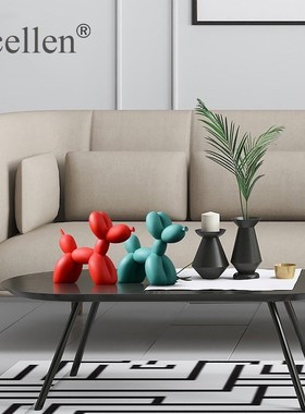 北欧创意气球狗树脂摆件轻奢简约客厅电视柜桌面艺术展架软装饰