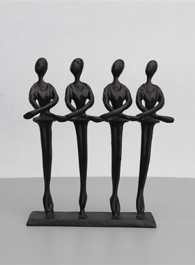 欧式铸铁黑色四人跳舞芭蕾样板房售楼部卧室书房客厅餐厅桌面饰品