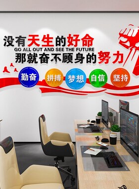 会议办公室励志标语墙贴纸员工激励电商公司企业文化背.景墙面装