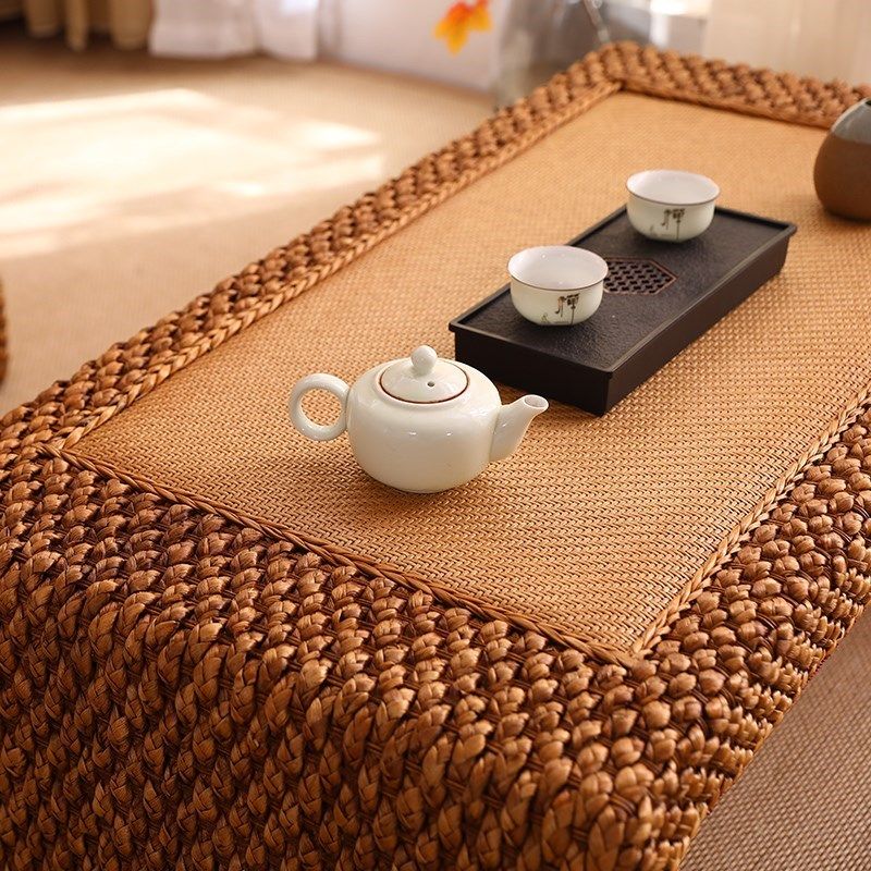 W6藤编古铜色榻榻米茶桌阳台矮桌飘窗小茶几日式民宿地台小桌子炕,淘宝优惠券,粉丝福利购,淘宝优惠卷